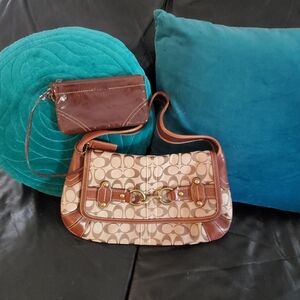 Vintage Y2K Coach 11277 Ergo Signature Belted Flap Bag/Zippered Pouch Bundle